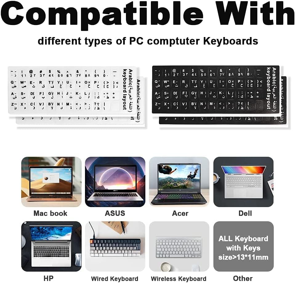 Sticker Keyboard (Black/White) - (Ar - En)