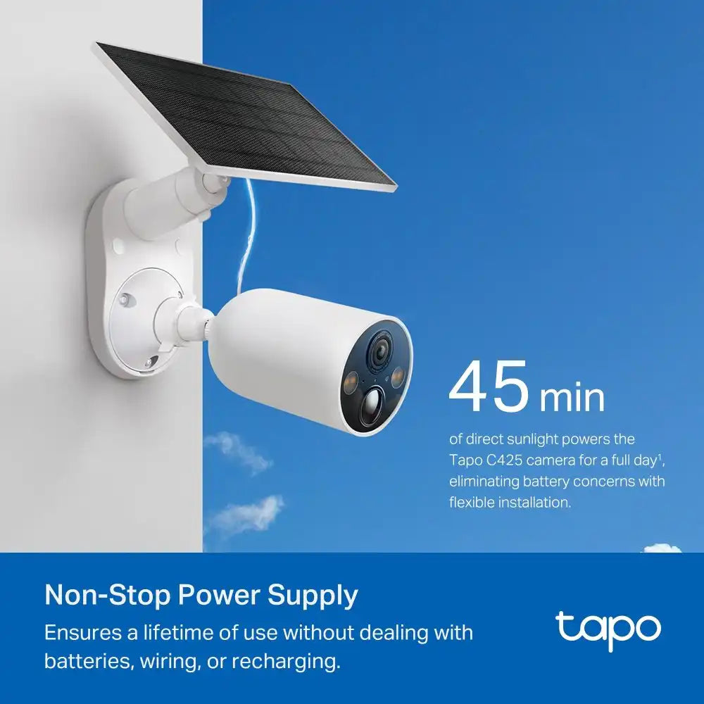 Tapo C425KIT – (طقم كاميرا مراقبة ذكية + لوح طاقة شمسية)